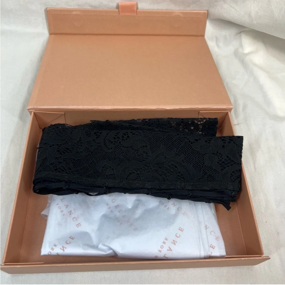 Angelance New York fingerless sheer delictate corset style lace up gloves NWT